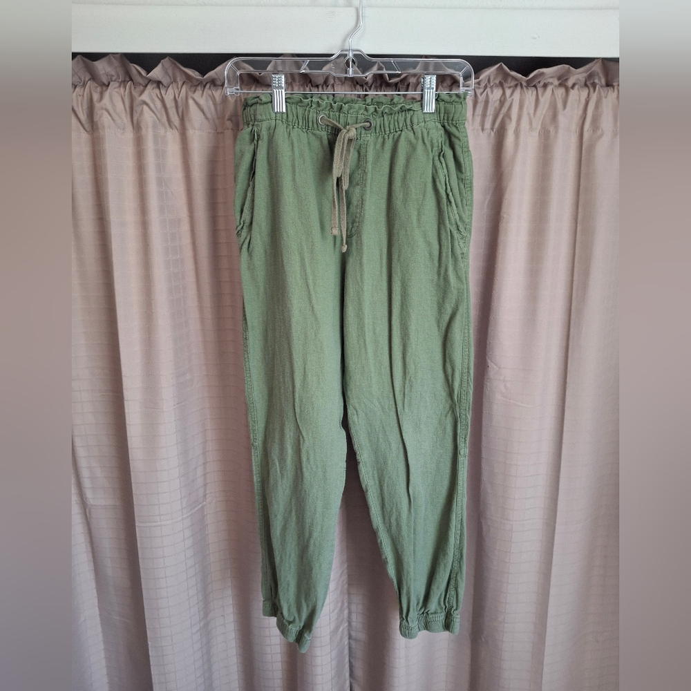 Social Standard by Sanctuary Green Linen Blend Drawstring Cuffed Pants Size Sm